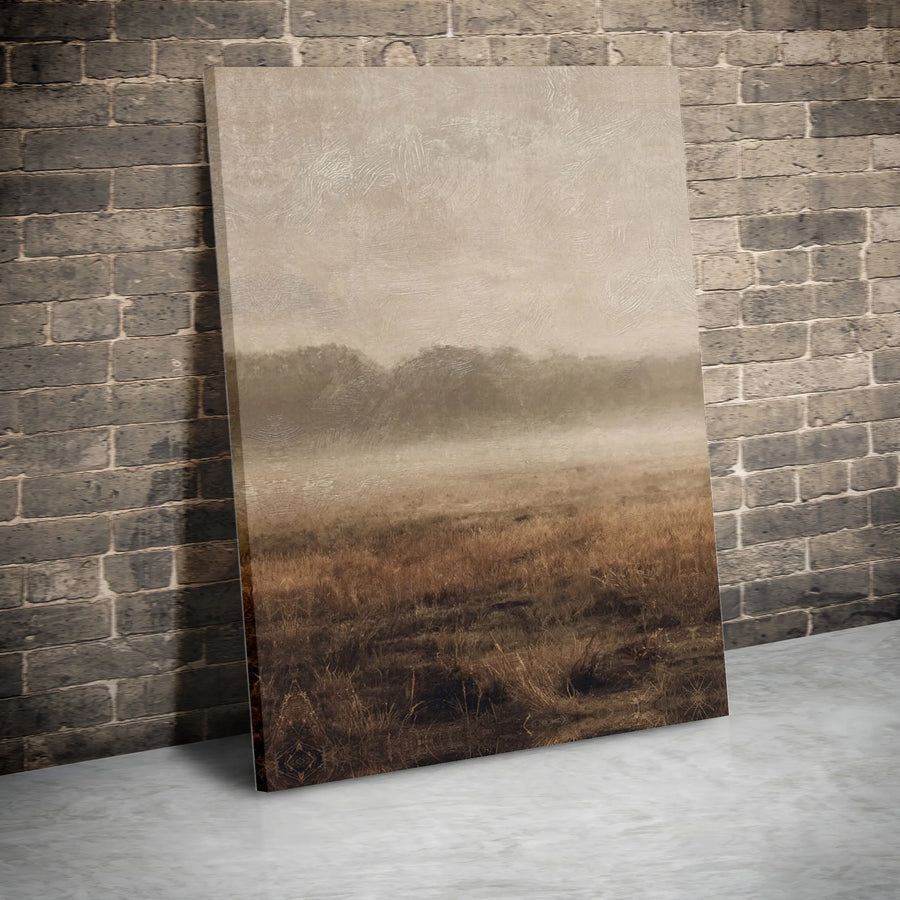 Foggy Landscape Wall Art | Textured Abstract Painting Print | Premium Gallery Wrap Canvas | Modern Farmhouse Decor Gift