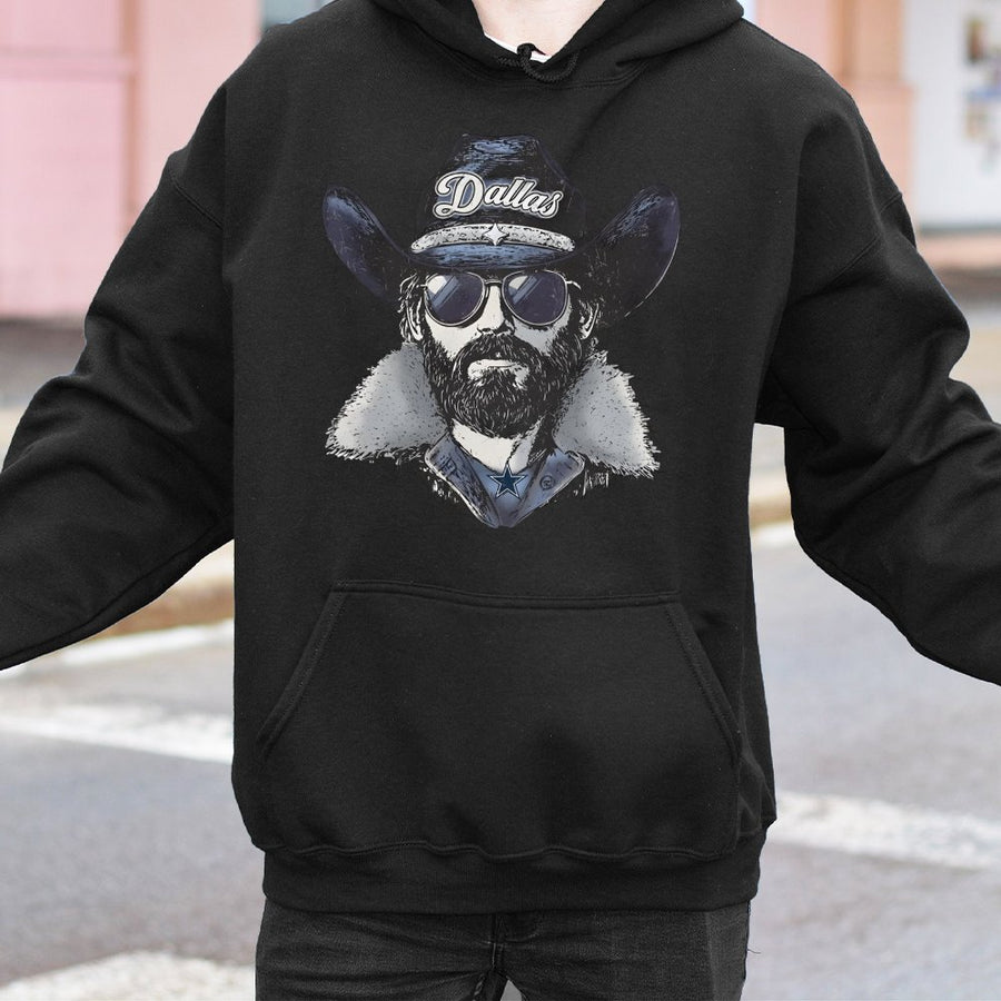 Dallas Bearded Cowboy Fan With Dallas Cowboys Star Logo Hoodie