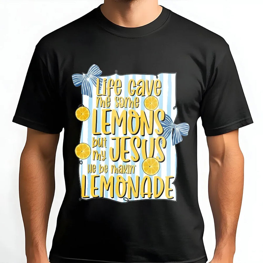 Christian Lemonade T-Shirt | Life Gave Me Lemons Jesus Made Lemonade | Cozy Cotton Blend | Inspirational Faith Gift for Women