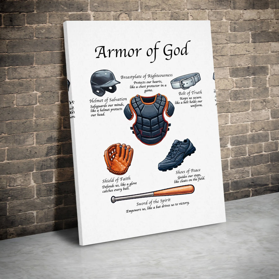 Armor of God Canvas Wall Art | Baseball Theme Scripture Print | Premium Fade-Resistant Canvas | Gift for Christian Baseball Player