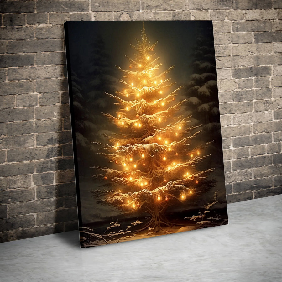Christmas Tree Wall Art | Glowing Snowy Forest Canvas Print | Premium Fade-Resistant Gallery Wrap | Seasonal Holiday Home Decor Gift