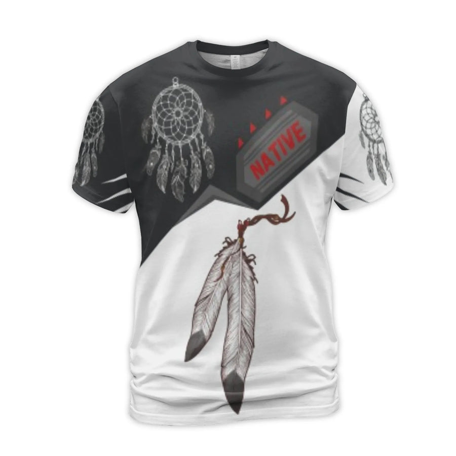 Native American Dreamcatcher T-Shirt | Feather Pattern 3D Graphic Tee | Premium Polyester Spandex | Cultural Heritage Gift for Men and Women