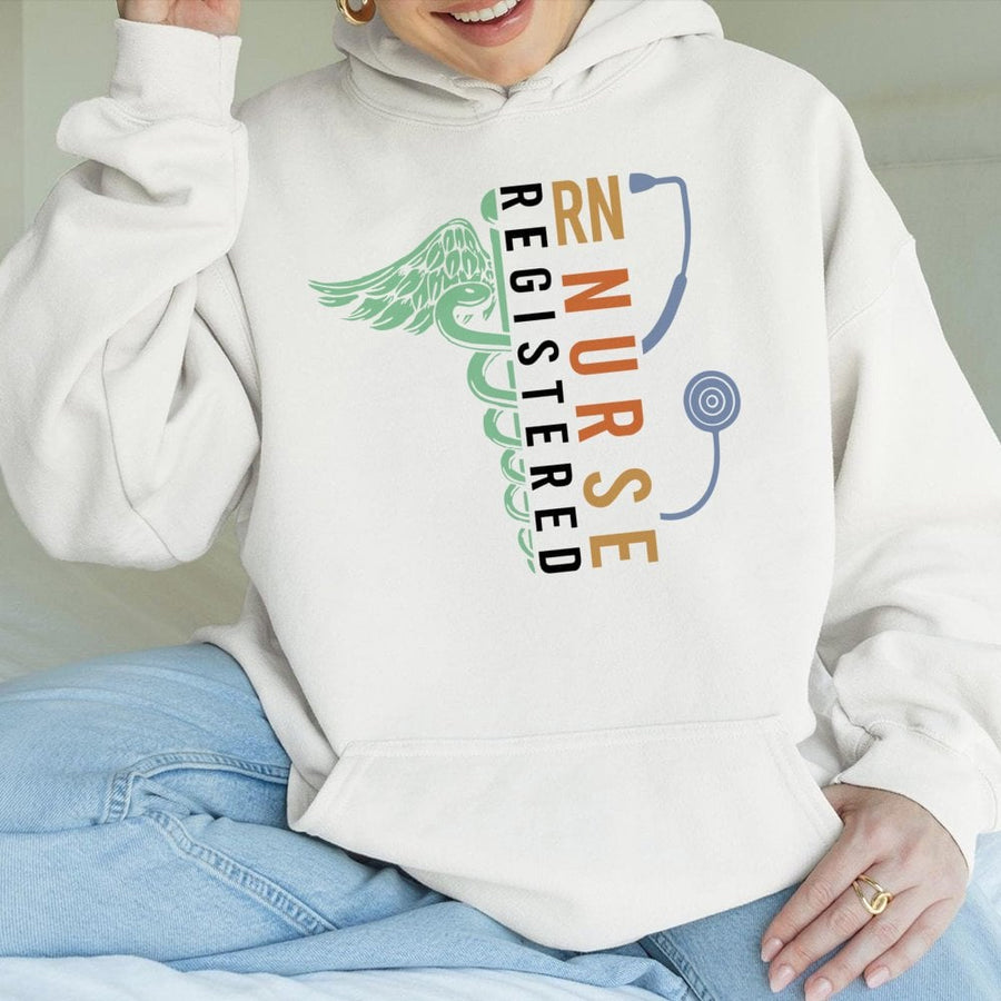 Registered Nurse RN Hoodie | Stethoscope Caduceus Graphic | Premium Cotton Blend | Nursing School Graduation Gift for Her and Him