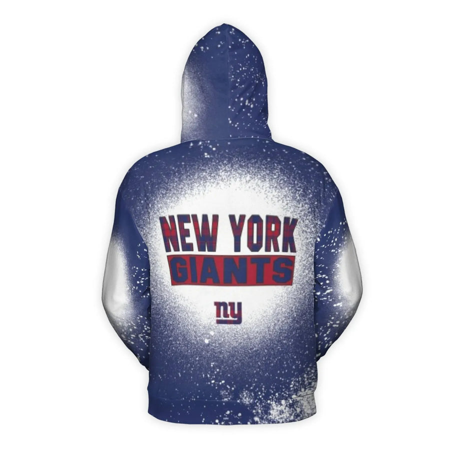 New York Giants Ny Plaid Bleached Effect 3D Hoodie