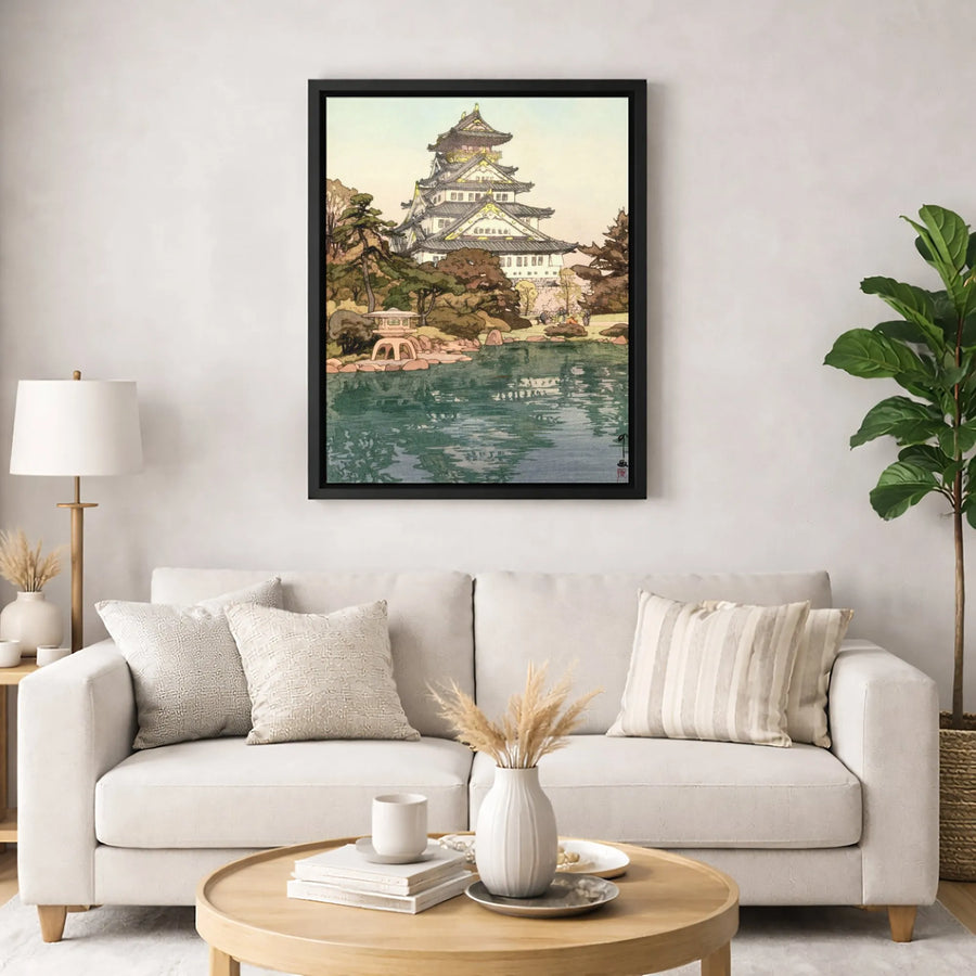 Japanese Castle Canvas Art | Vintage Ukiyo-e Architecture Print | Premium Gallery Wrap Wall Decor | Zen Home Office Gift for Art Lovers