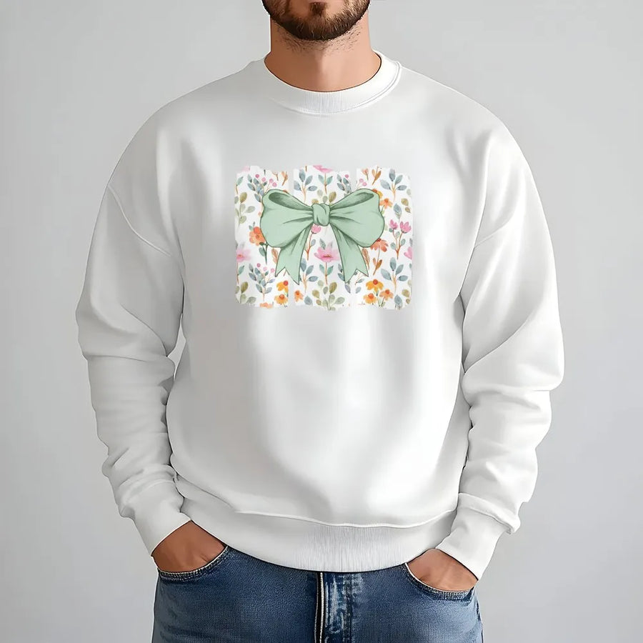 Coquette Bow Sweatshirt | Vintage Floral Wildflower Graphic | Soft Cotton Cottagecore Top | Romantic Aesthetic Clothing Gift for Her