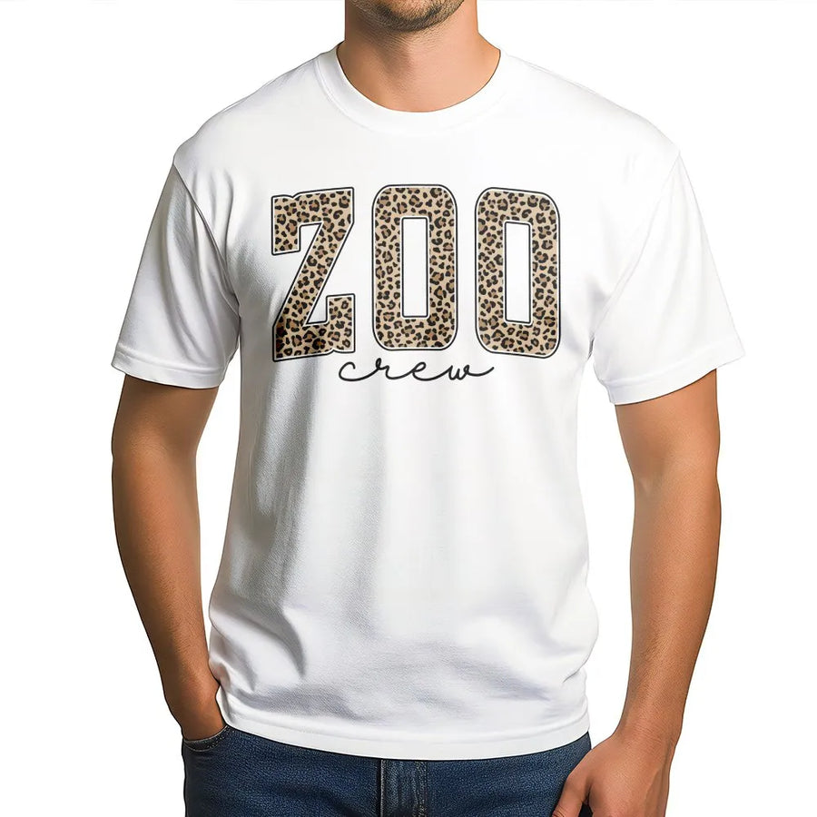 Leopard Zoo Crew T-Shirt | Animal Print Graphic Sweatshirt | Premium Cotton Blend | Funny Zoo Trip Gift For Mom & Animal Lovers