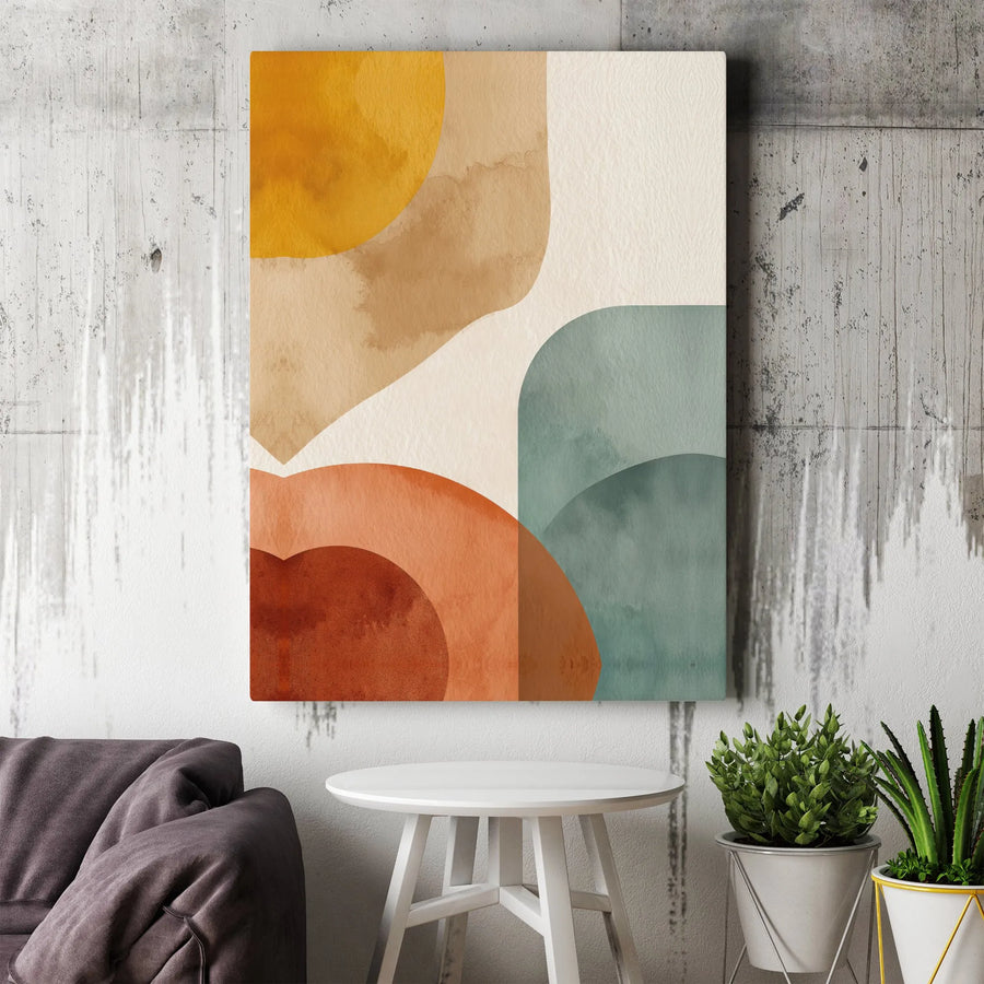 Modern Abstract Canvas Wall Art | Watercolor Earth Tone Boho Shapes | Premium Gallery Wrap 1.25" Frame | Minimalist Home Decor Gift