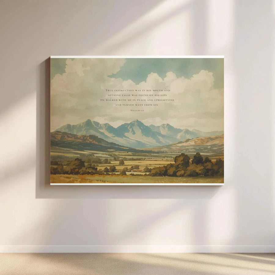 Malachi 2:6 Bible Verse Canvas Wall Art | Vintage Mountain Landscape Print | Premium 1.25" Gallery Wrap | Christian Home Decor Gift for Believers
