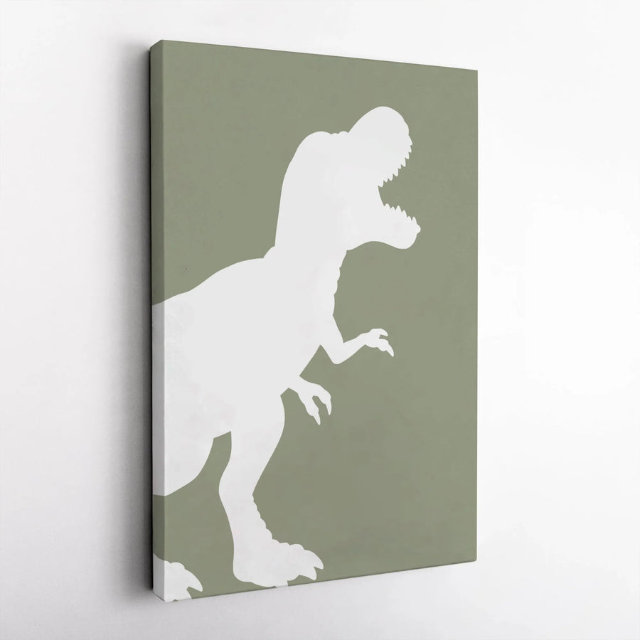 T-Rex Dinosaur Wall Art | Minimalist Silhouette Print | Premium Gallery Wrapped Canvas | Nursery & Kids Room Decor