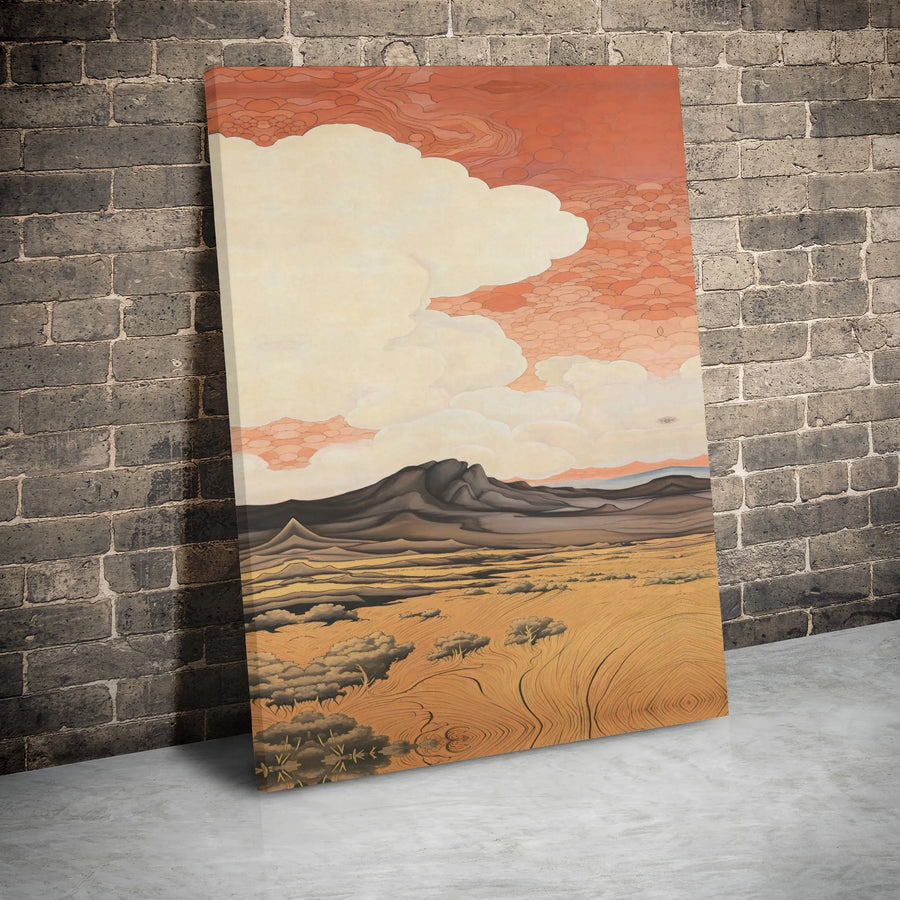 Desert Landscape Canvas Wall Art | Surreal Mountain Scenery Print | Premium Gallery Wrapped Decor | Southwestern Minimalist Home Gift