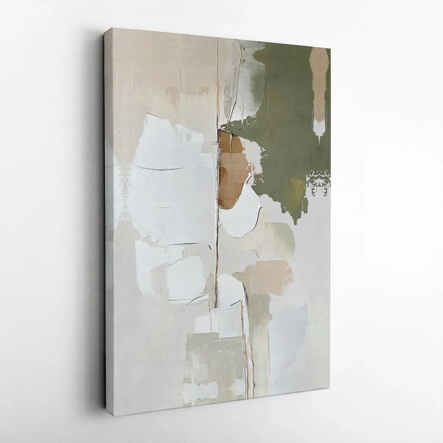 Sage Green Abstract Canvas Wall Art | Minimalist Textured Neutral Palette | Premium 1.25-Inch Gallery Wrap | Modern Home Decor for Living Room