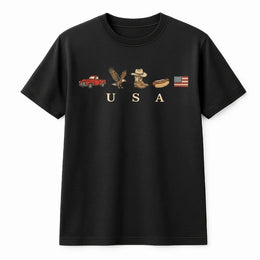 Patriotic USA T-Shirt | Retro American Icons Graphic Sweatshirt | Soft Cotton Blend | 4th of July Independence Day Gift