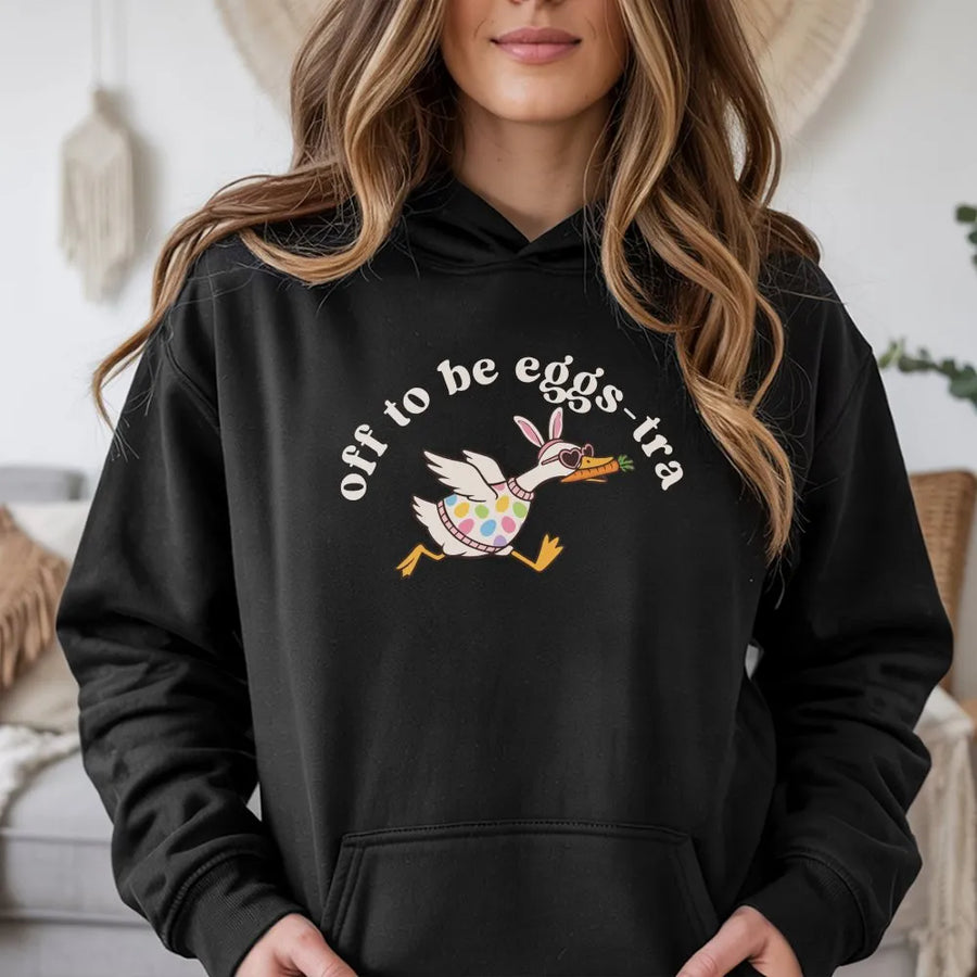 Funny Easter Goose Hoodie | Off To Be Egg Stra Pun Design | Premium Cotton Blend | Gift For Animal Lovers And Humor Fans