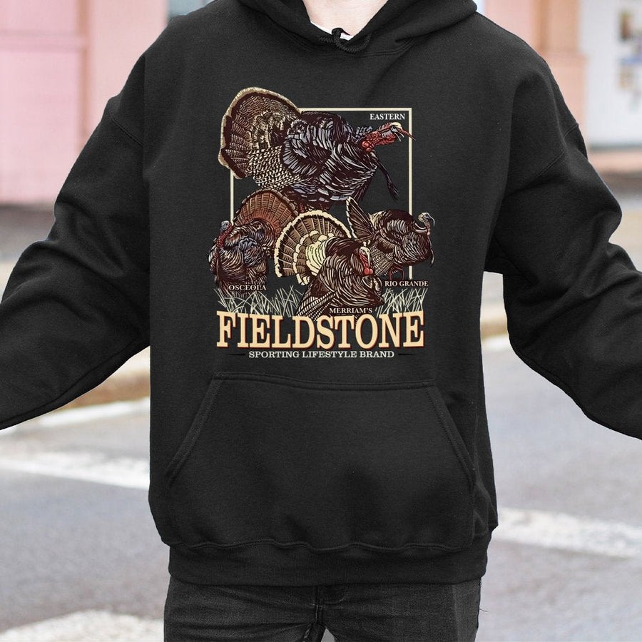 Wild Turkey Hoodie | Four Turkey Species Hunting Graphic | Premium Cotton Blend | Gift for Hunter and Outdoor Enthusiast
