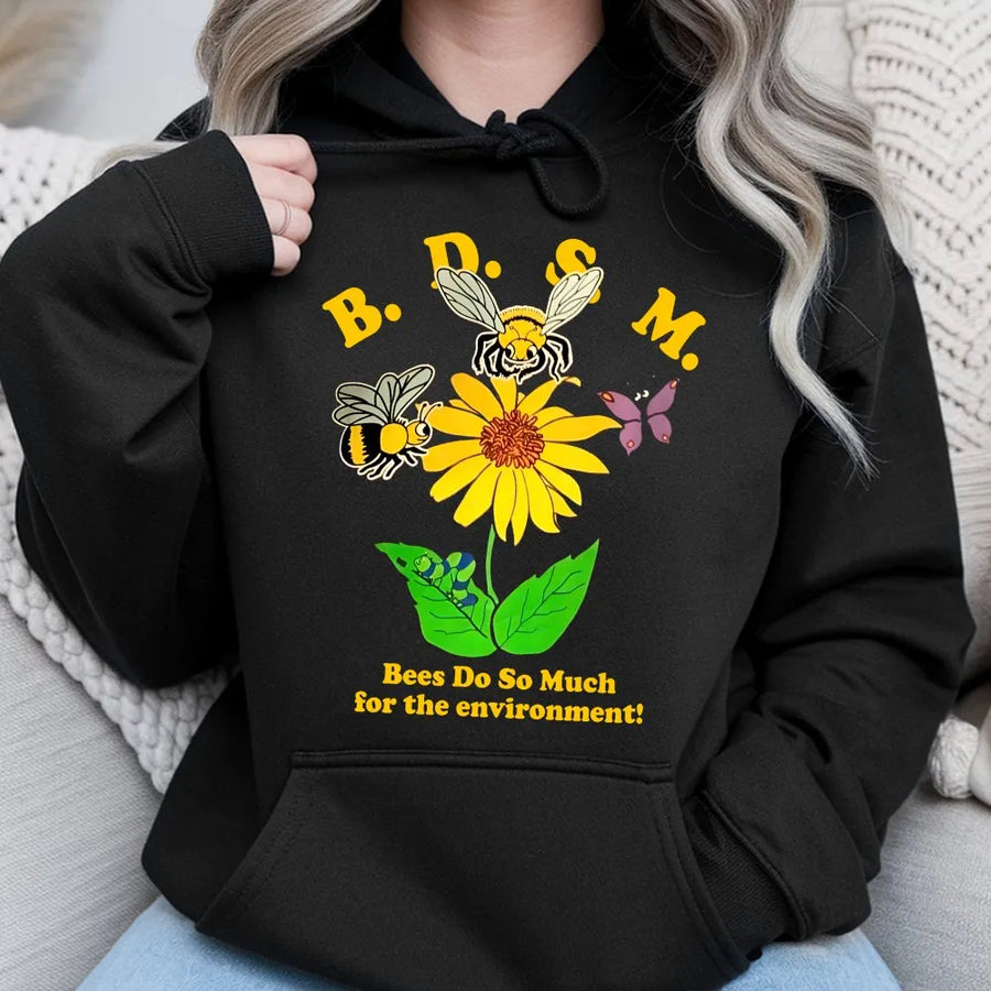 Bees Graphic Hoodie | Nature Inspired Bee Lover Sweatshirt | Soft Cotton Blend Premium Pullover | Gift for Beekeeper & Garden Enthusiast