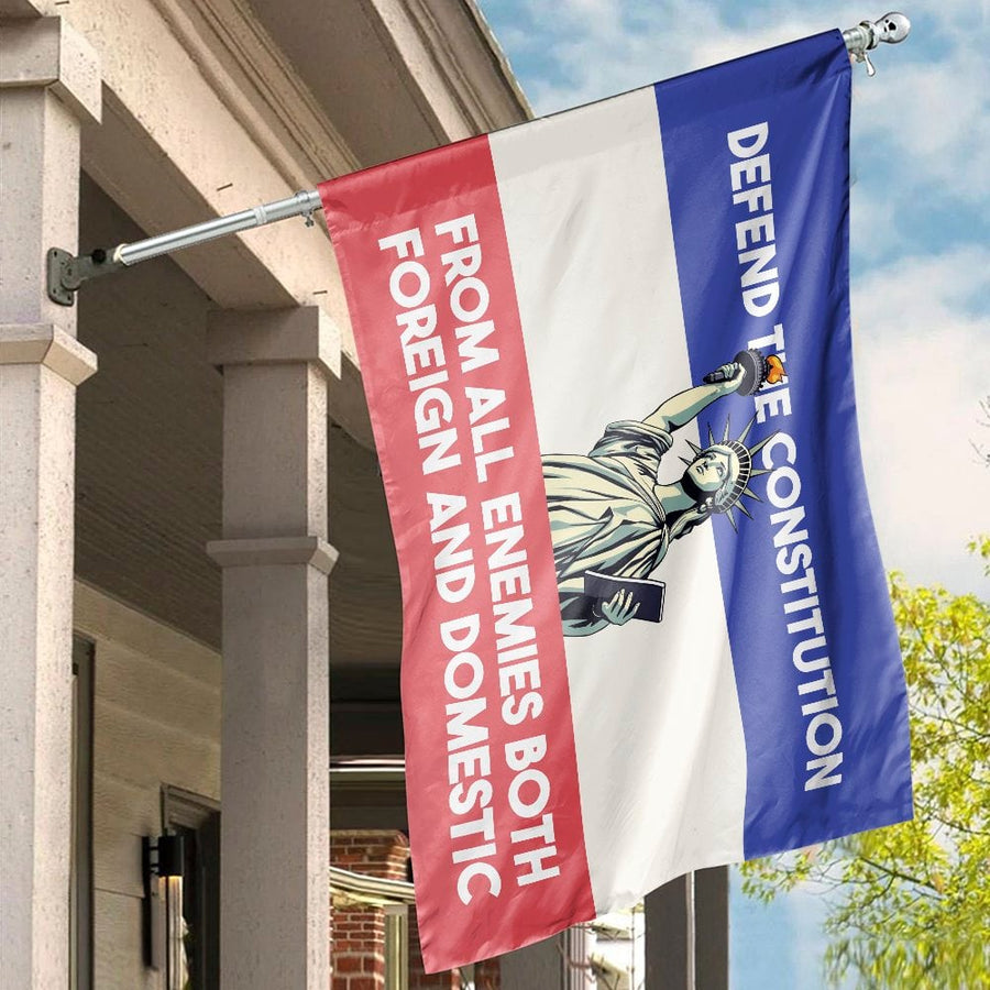 Defend The Constitution Flag | Statue Of Liberty Patriotic Garden Decor | Premium Fade-Resistant Polyester | American Home Outdoor Gift
