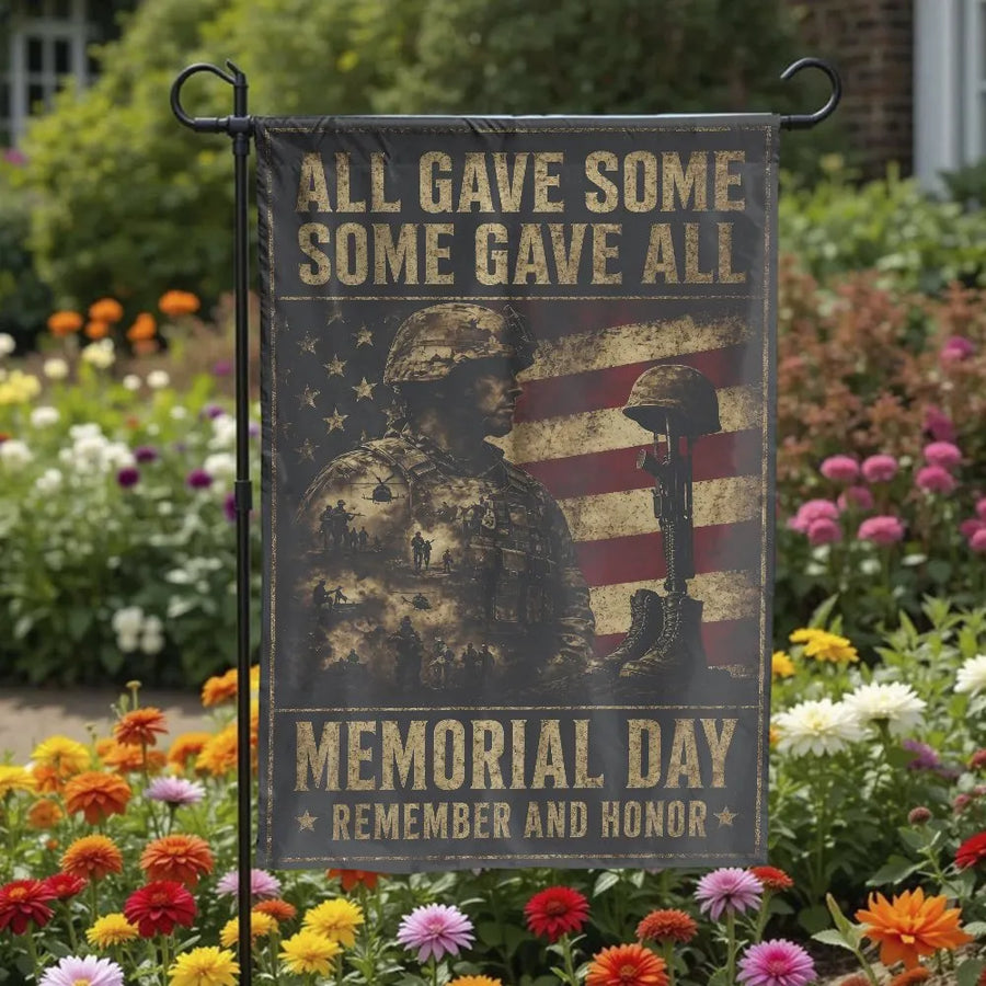 Memorial Day Garden Flag | All Gave Some Some Gave All Soldier Design | Double-Sided Premium Polyester | Patriotic Veteran Remembrance Outdoor Yard Decor Gift
