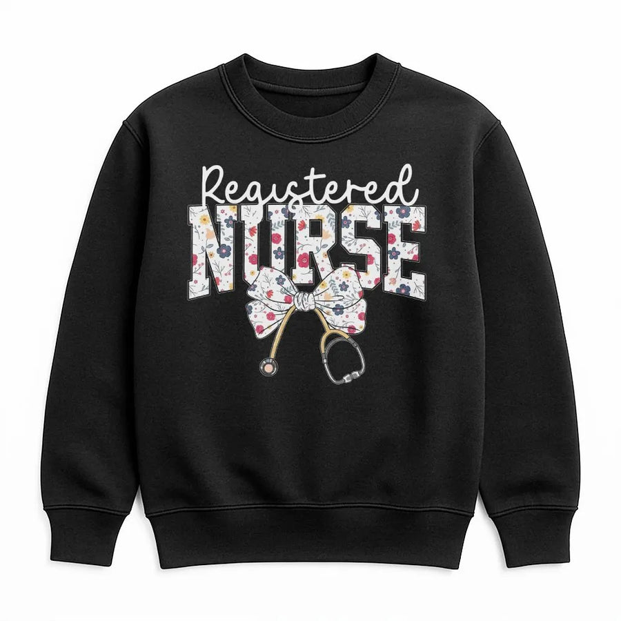 Registered Nurse Sweatshirt | Floral Stethoscope Graphic Tee | Premium Soft Cotton | Nursing School Graduation Gift for Her
