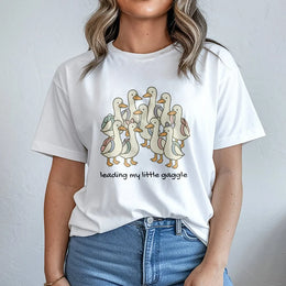 Leading My Little Gaggle T-Shirt | Cute Duck Teacher Graphic Tee | Premium 100% Cotton | Back To School Gift For Educators