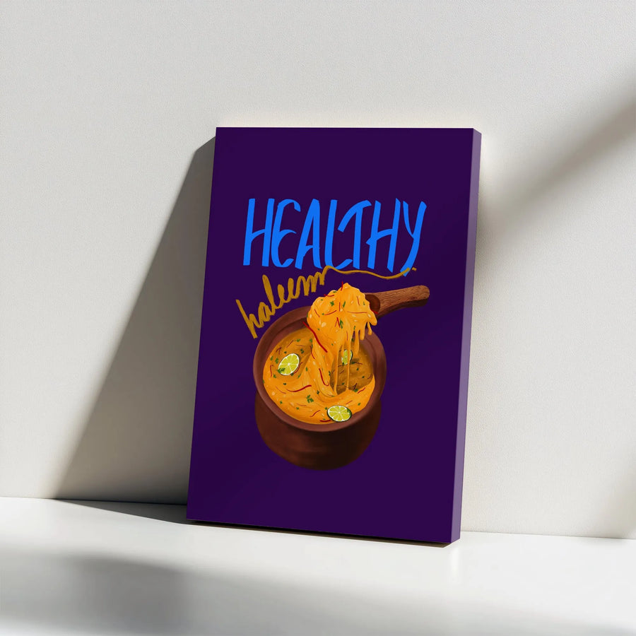 Healthy Haleem Canvas Wall Art | Modern Foodie Typography Illustration | Premium Gallery Canvas | Gift for Food Lover & Kitchen Decor