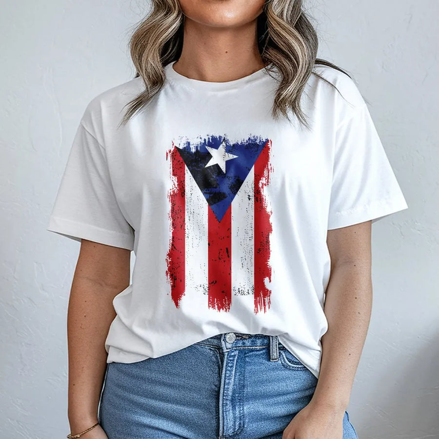 Puerto Rico Flag T-Shirt | Distressed Boricua Pride Graphic | Premium Soft Cotton | Cultural Heritage Gift for Latino Men and Women