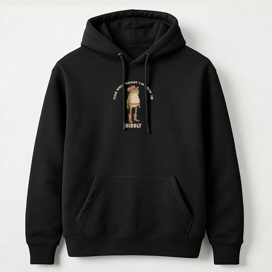 Cowboy Frog Hoodie | Funny Western Diddly Squat Meme Graphic | Premium Comfort Colors Cotton Shirt | Sarcastic Humor Gift for Men Women