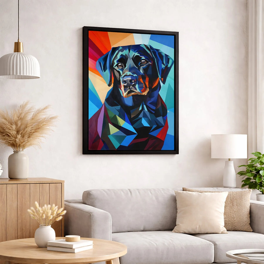 Rottweiler Wall Art Canvas | Geometric Colorful Polygon Dog Portrait | Premium 1.25 Inch Gallery Wrap | Gift for Dog Lovers & Pet Owners