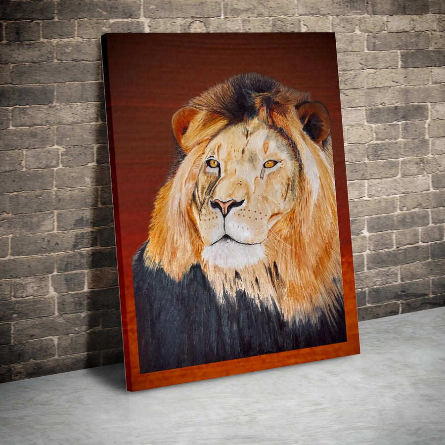 Lion Canvas Wall Art | Majestic Lion Portrait with Scar | Premium Thick Gallery Wrapped Canvas | Modern Man Cave & Office Decor Gift