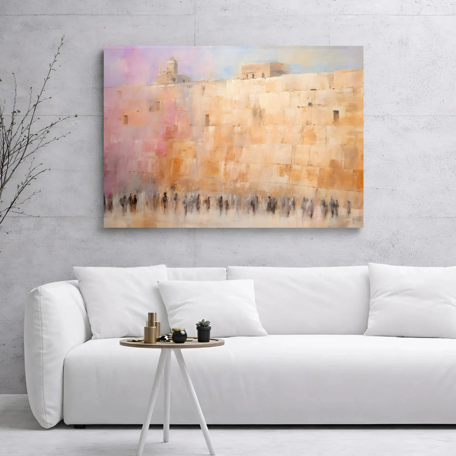 Western Wall Canvas Art | Abstract Jerusalem Wailing Wall Painting | Gallery Wrapped Premium Print | Religious Home Decor & Spiritual Gift