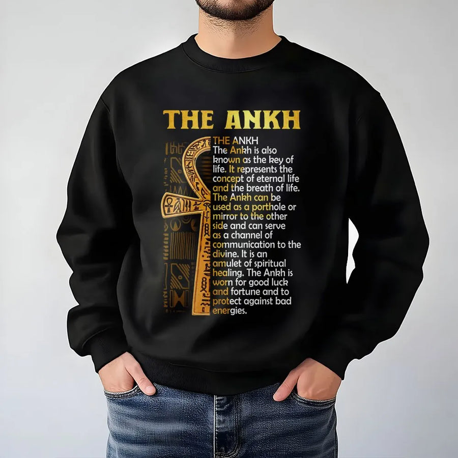 Ankh Symbol Sweatshirt | Egyptian Key of Life Definition Graphic | Premium Cotton Blend | Spiritual Gift for Him & Her