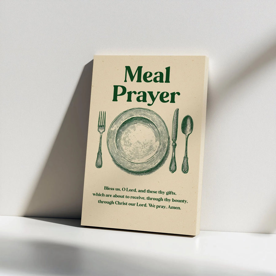 Meal Prayer Wall Art | Bless Us O Lord Catholic Quote | Premium Gallery Wrapped Canvas | Dining Room Christian Kitchen Decor Gift