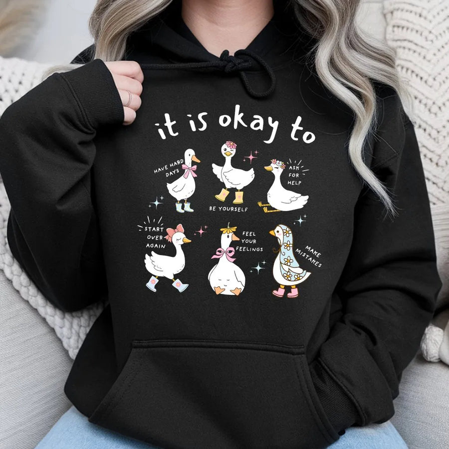 Motivational Goose Hoodie | Mental Health Awareness Aesthetic | Premium Soft Cotton Blend | Positive Affirmation Gift for Her