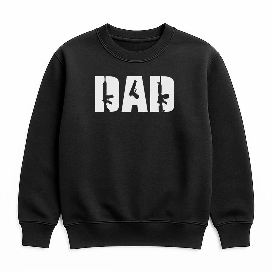 Dad Gun Sweatshirt | Tactical Typography Design | Premium Cotton Blend | Funny Gift for Gun Enthusiast Dad or Husband