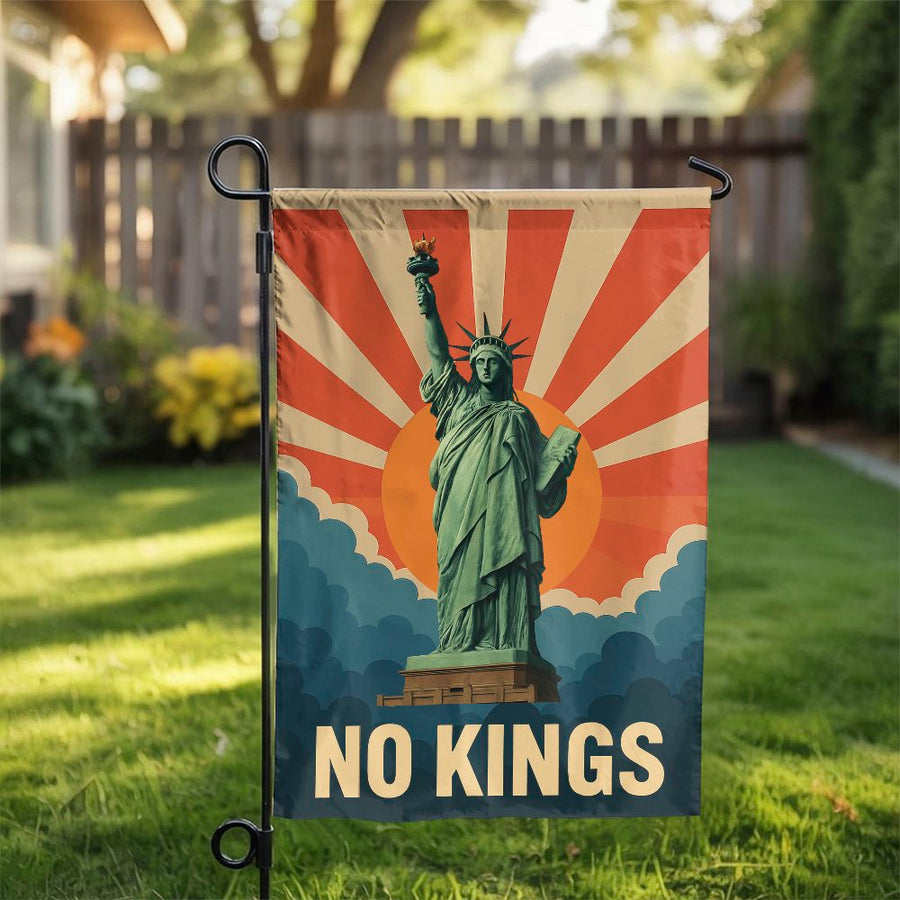 No Kings Garden Flag | Statue Of Liberty Retro Patriotic Yard Decor | Durable Premium Polyester | American Freedom Gift For Outdoor Home Garden