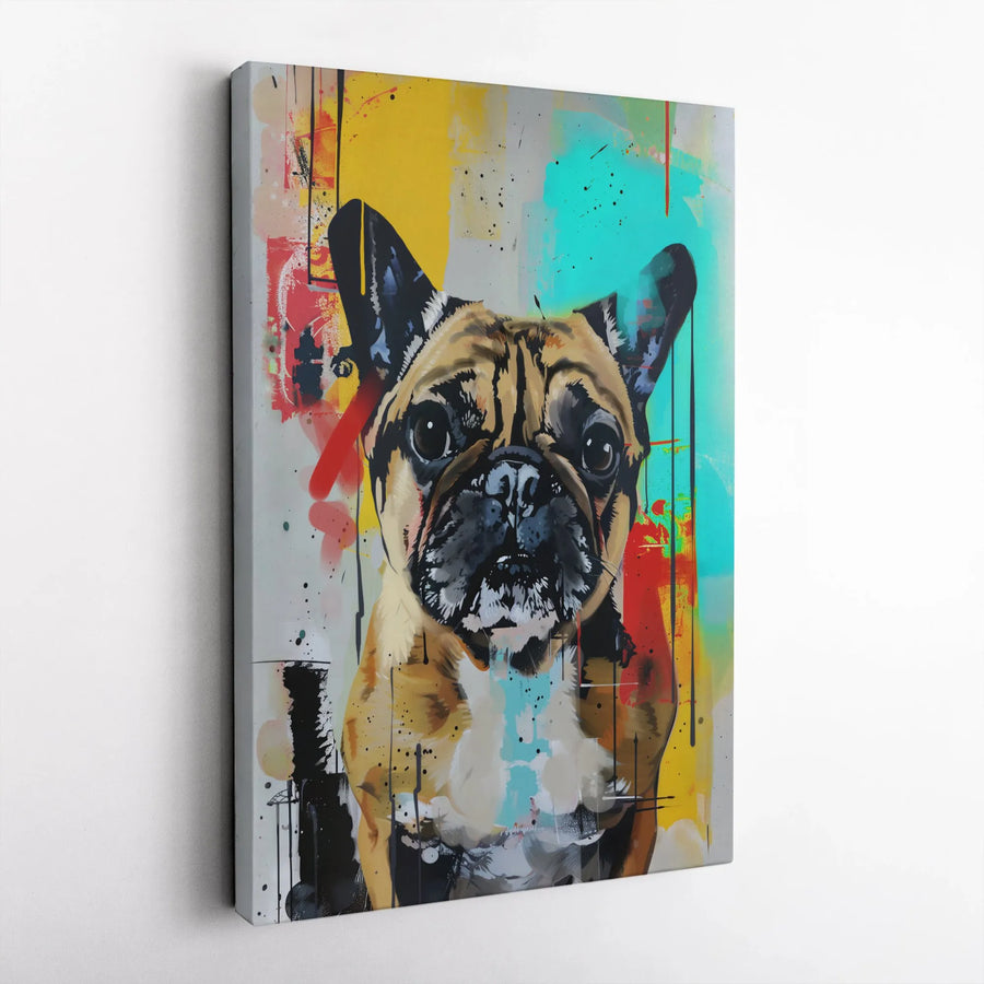 French Bulldog Canvas Wall Art | Colorful Graffiti Pop Art Portrait | Premium Gallery Wrap Canvas | Collector's Gift for Dog Lover