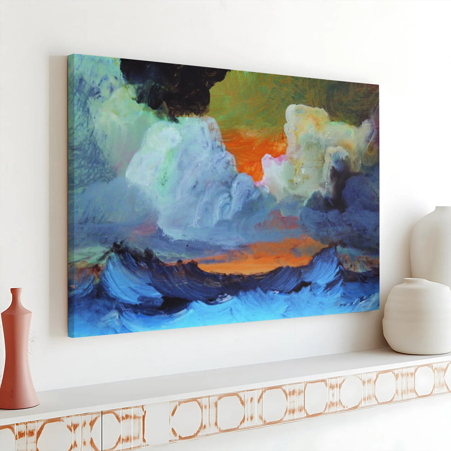 Abstract Seascape Canvas Wall Art | Stormy Ocean Painting Print | Premium Gallery Quality | Modern Coastal Home Decor Gift