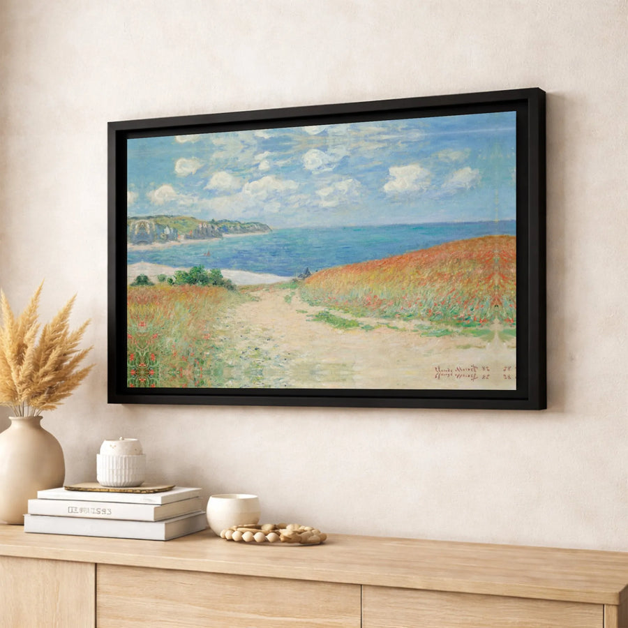 Claude Monet Path In The Wheat Fields At Pourville | Impressionist Landscape Canvas Print | Premium Gallery Wrap Wall Art | Famous Fine Art Home Decor