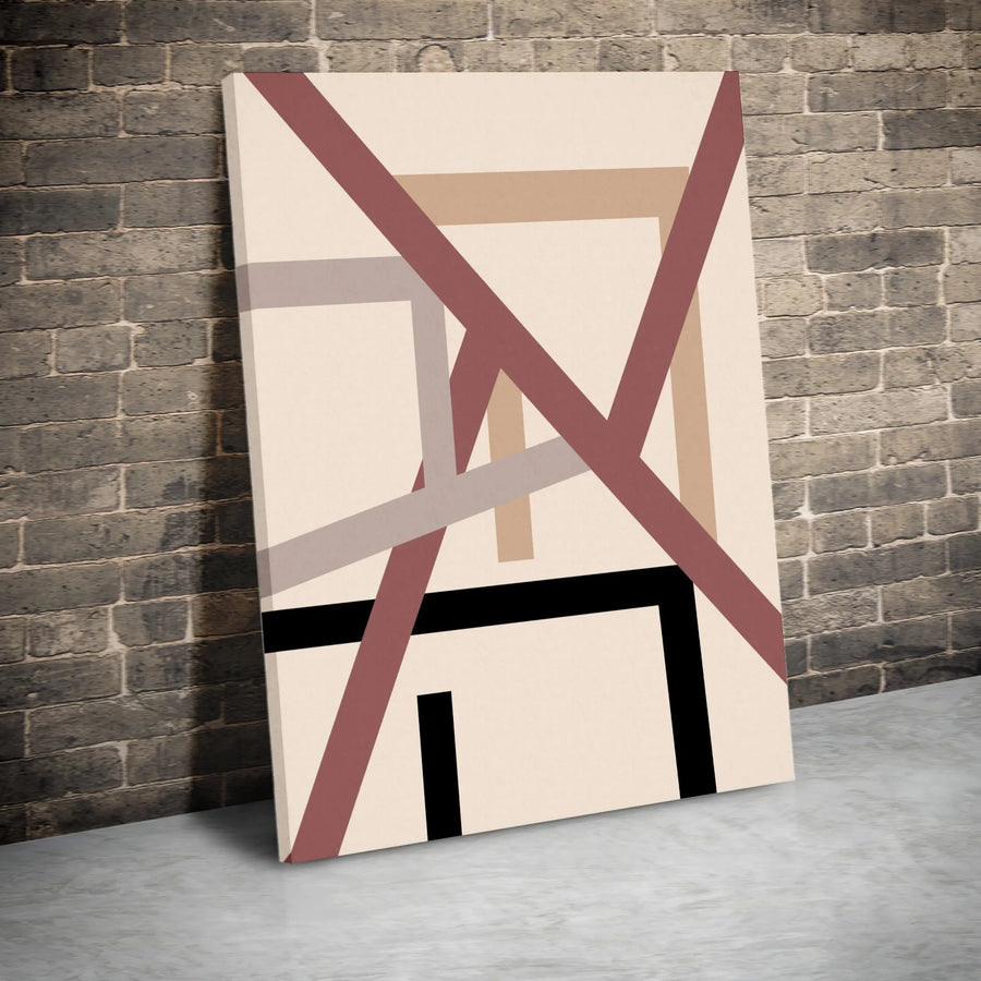 Abstract Geometric Canvas Wall Art | Minimalist Intersecting Lines in Earth Tones | Premium Gallery Wrap Decor | Modern Office & Home Gift