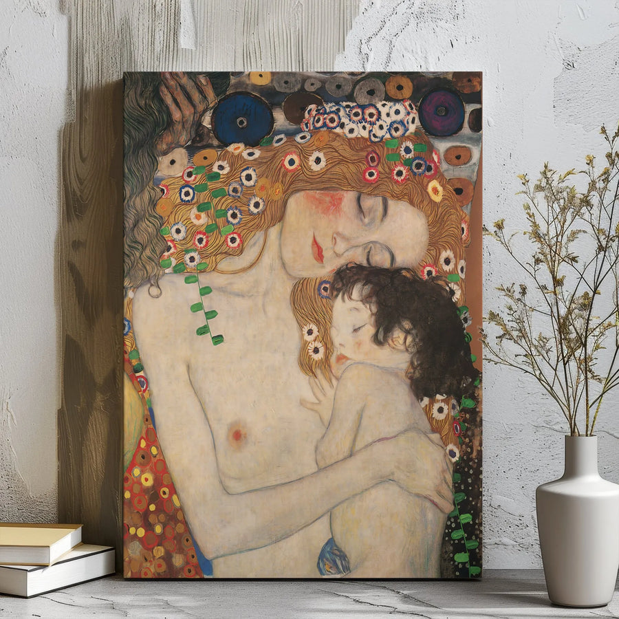 Gustav Klimt Mother and Child Canvas Print | The Three Ages of Woman Art | Premium Gallery Wrap Wall Decor | Meaningful Gift for Mom