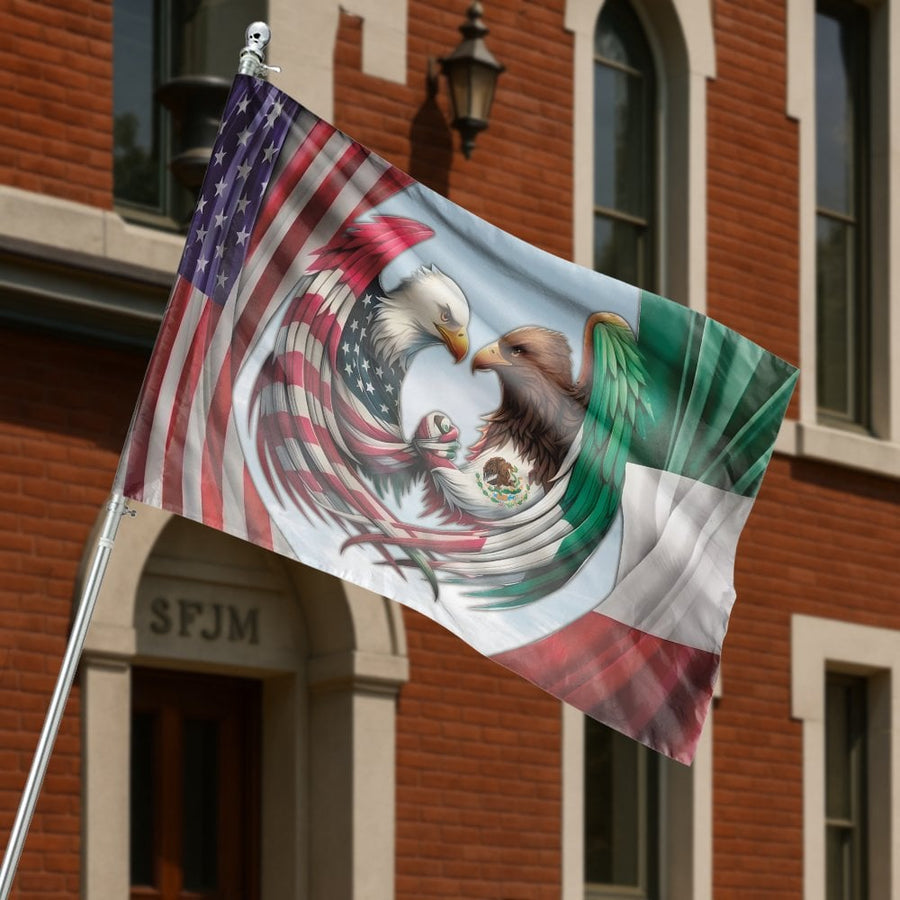 USA Mexico Unity Flag | Eagle Handshake Heritage Design | Premium Weather-Resistant Polyester | Patriotic Gift for Mexican American Families