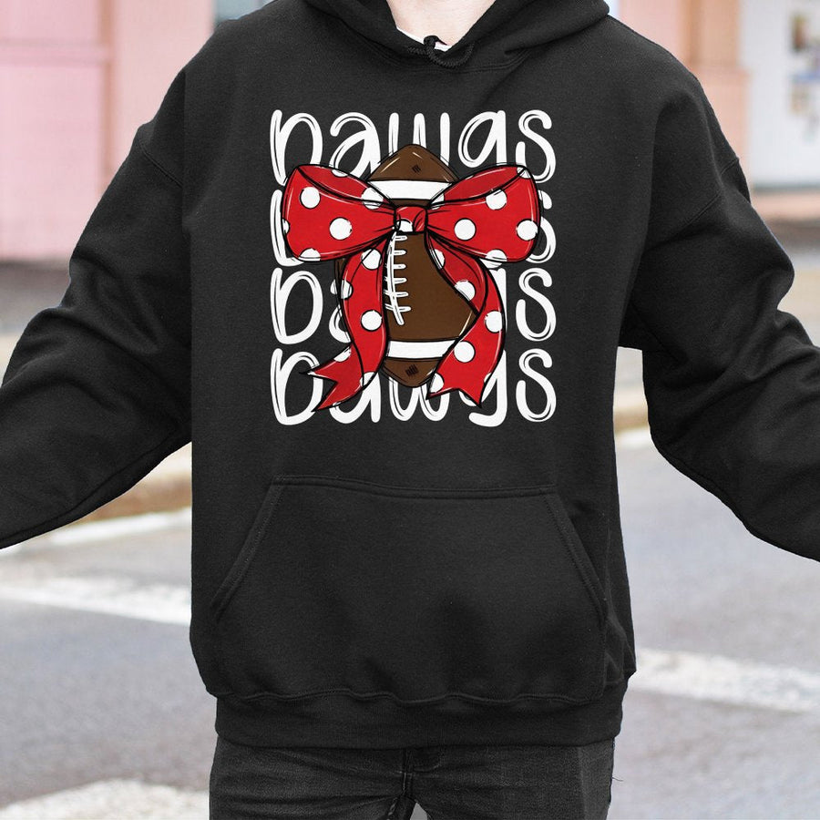 Cute Georgia Dawgs Hoodie With Football Bow Georgia Football Unisex Hoodie Gift For Her Or Him On Game Days