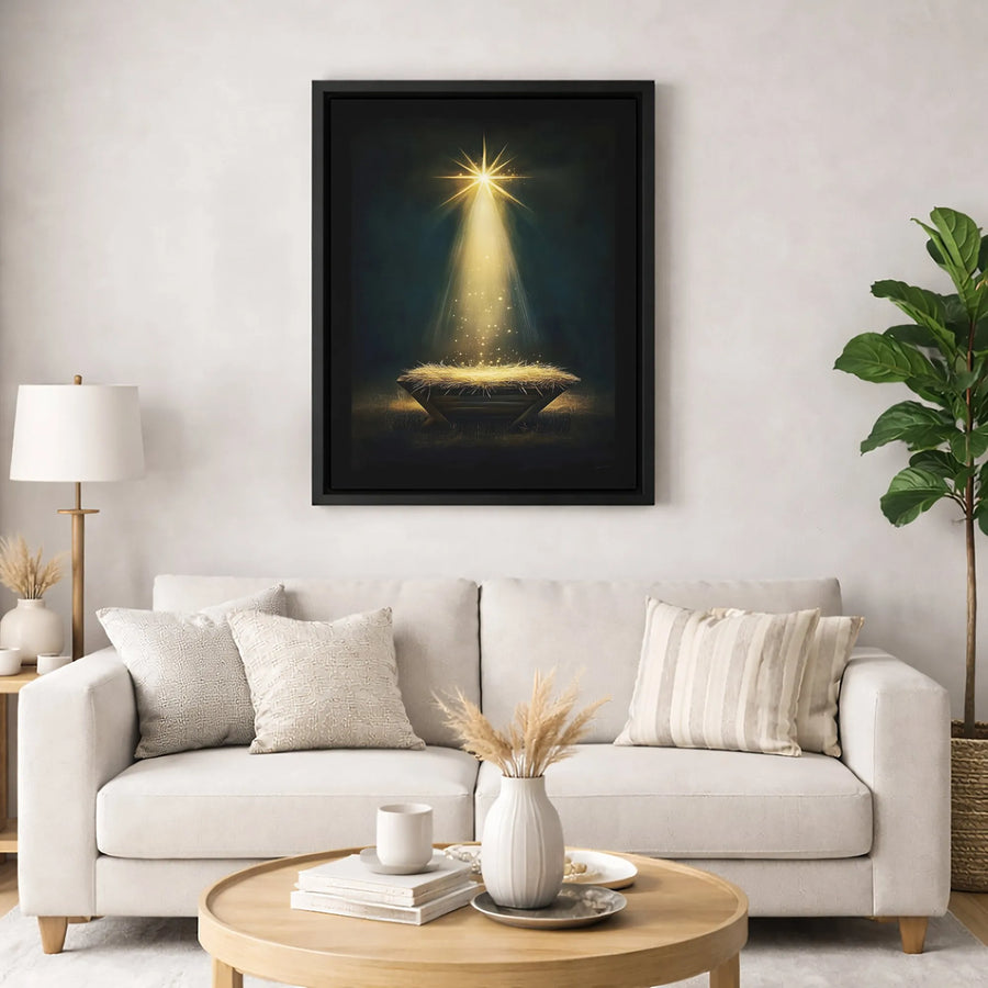 Star of Bethlehem Nativity Scene Canvas | Holy Manger Christmas Wall Art | Premium 1.25" Gallery Wrap | Religious Holiday Decor Gift