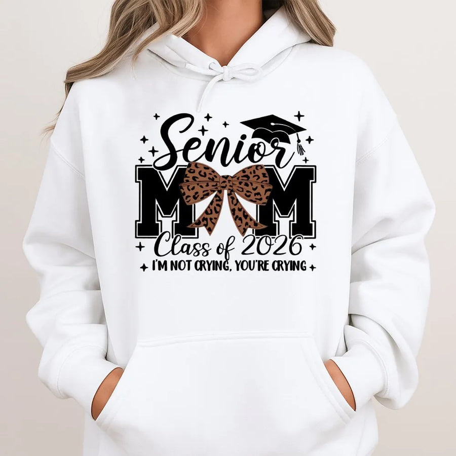 Senior Mom 2026 Hoodie | Leopard Bow Graduation Gift | Premium Unisex Sweatshirt | Proud Class Of 2026 Mama Shirt