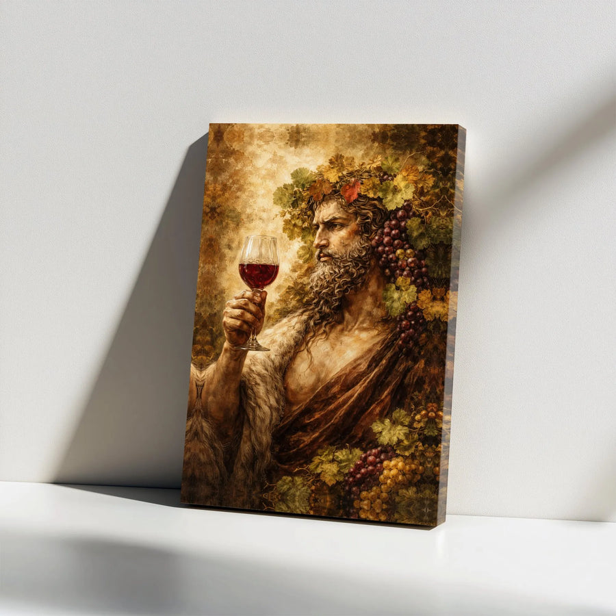 Dionysus Canvas Wall Art | Greek God of Wine Portrait Print | Premium Gallery Wrapped Canvas | Bar & Dining Room Decor Gift for Wine Lovers
