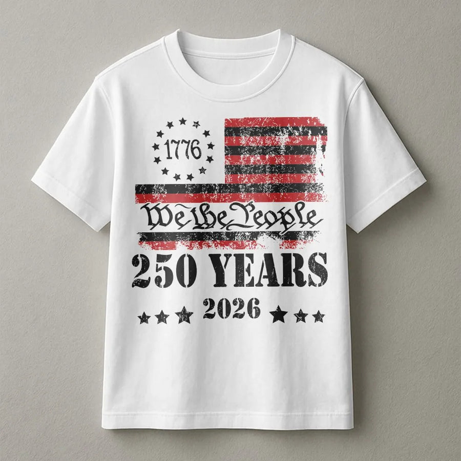 America 250th Anniversary T-Shirt | We The People Distressed Flag | Premium Cotton Blend | Patriotic Gift for Men and Women