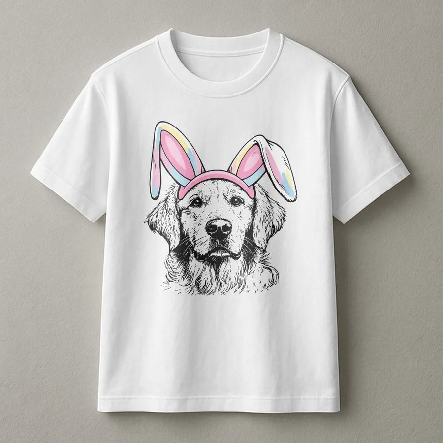 Easter Bunny Dog T-Shirt | Funny Puppy In Bunny Ears Graphic | 100% Cotton Premium Tee | Cute Easter Gift For Dog Lovers