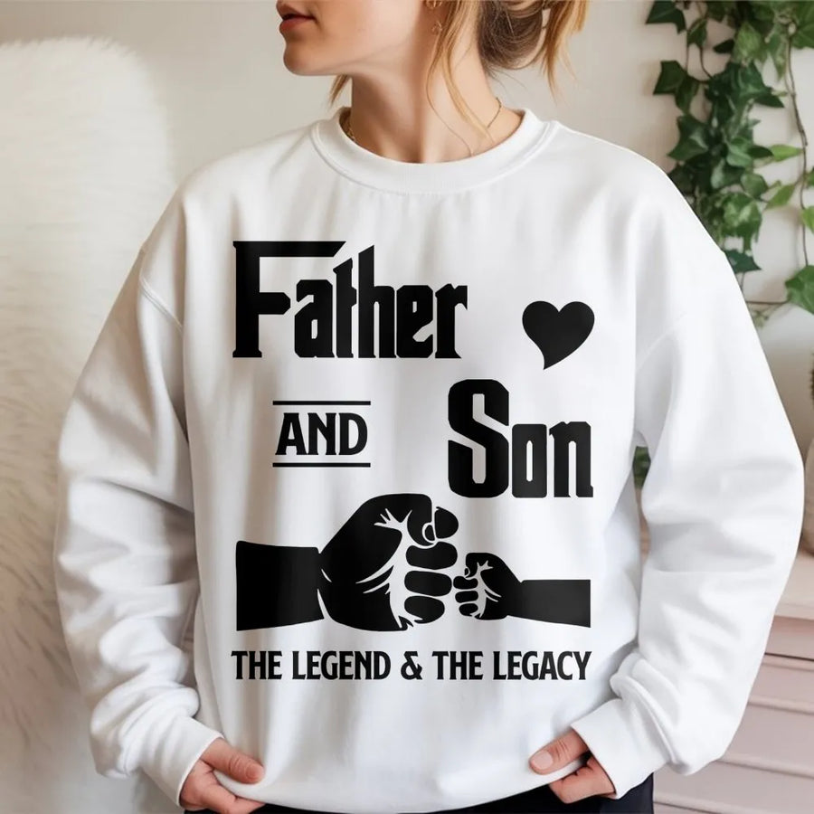 Father and Son Sweatshirt | The Legend and The Legacy Fist Bump Design | Premium Cotton Blend Crewneck | Heartfelt Father's Day 2026 Gift for Dad