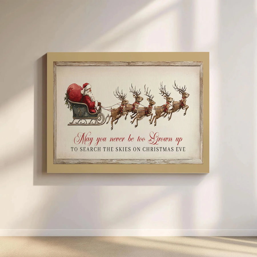 Vintage Santa Sleigh Canvas Wall Art | Christmas Quote Holiday Decor | Gallery Quality Premium Print | Festive Gift For Christmas Lovers