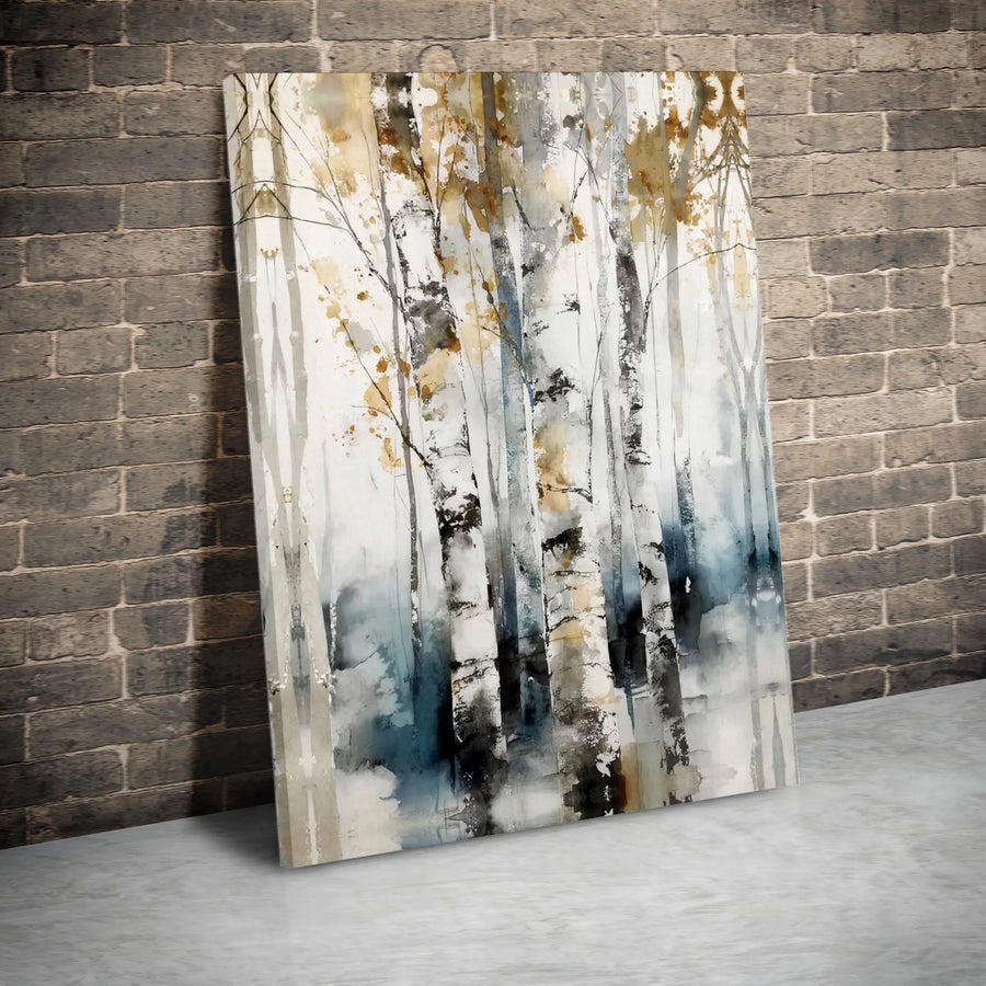 Birch Tree Forest Canvas Wall Art | Abstract Watercolor Nature Print | Gallery-Quality 1.25" Profile | Modern Minimalist Home Decor Gift
